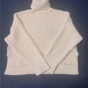 Madewell oversized cream turtleneck sweater